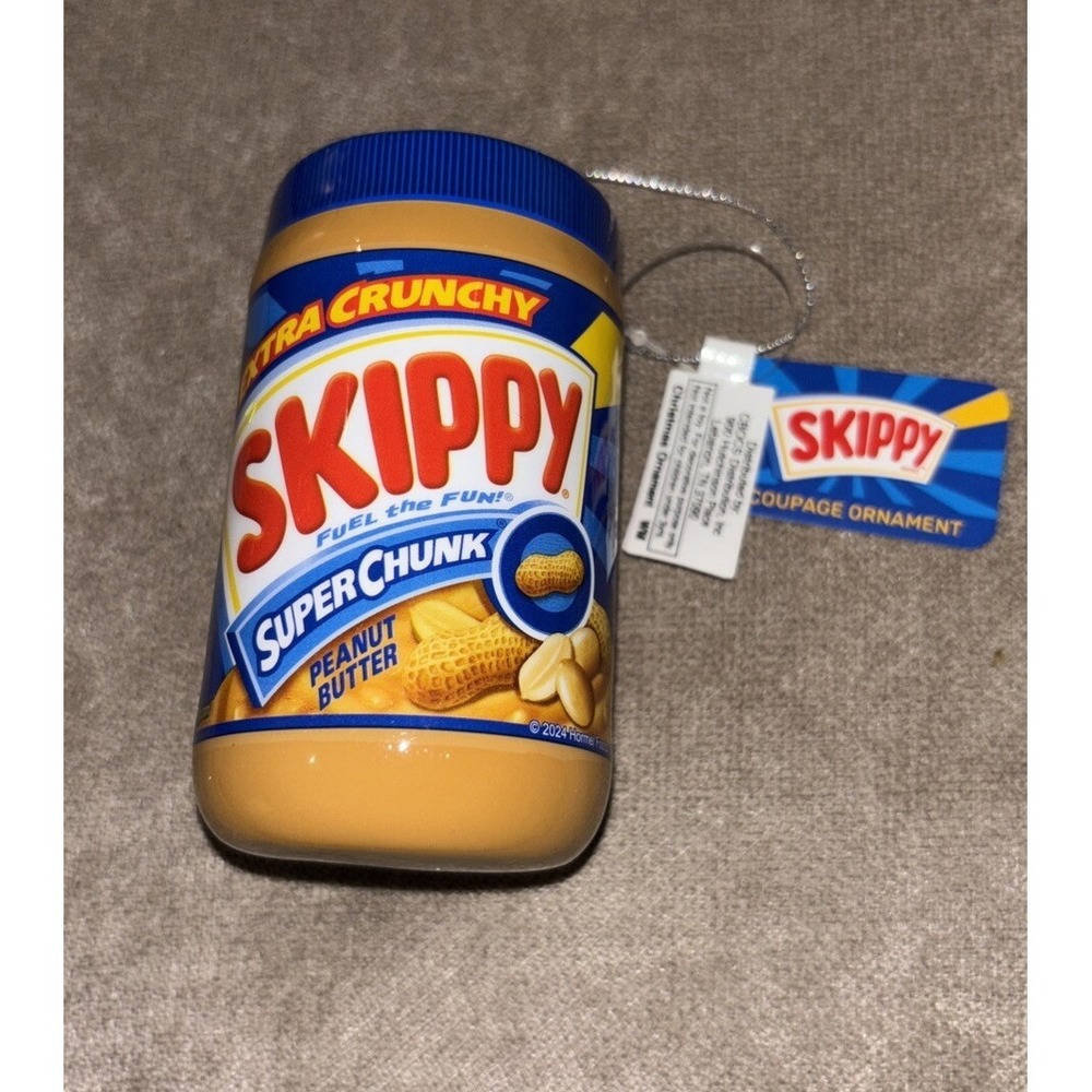 SKIPPY Peanut Butter Food Series by RUZ Christmas DECOUPAGE ORNAMENT NEW+TAG